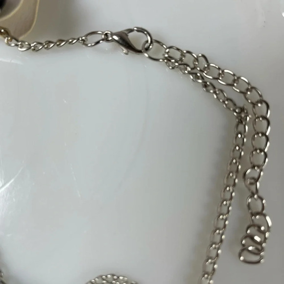 Silver Tone and Black Beaded Necklace and Earring Set - Picture 4 of 7